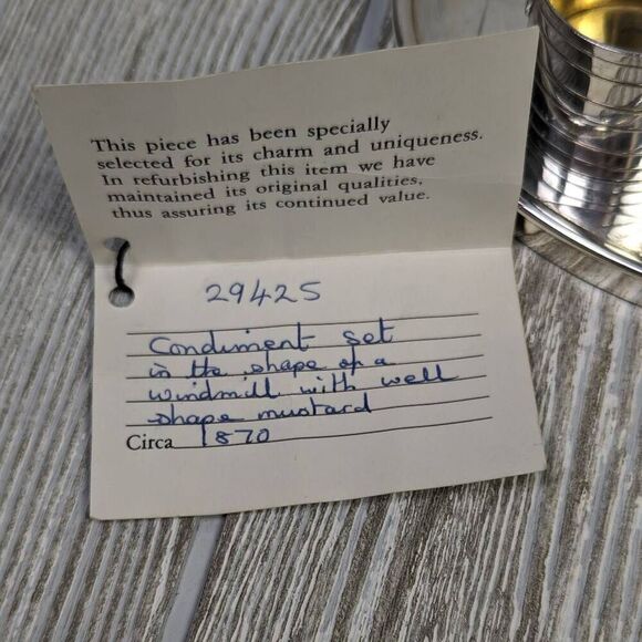 Victorian Silver Plated Novelty Cruet Set with Engraved Windmill Style Pepper Po - Picture 11 of 15